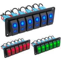 ON-OFF Rocker Switch Panel Light Toggle 12V / 24V 6 Buttons Waterproof LED Cartronics for Marine Boat Caravan RV Car Accessories