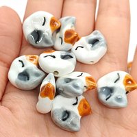 Calico Cat Teacher Ceramic Beads 17mm Japanese Style Charms 4pcs 8pcs for DIY Jewelry Making Bracelet Necklace Gift