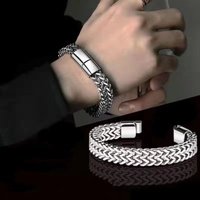 316L Stainless Steel Bracelet for Men Women 2-Strand Plated Chain Modern Jewelry Adjustable Diamond-Cut Figaro Chain Punk Biker