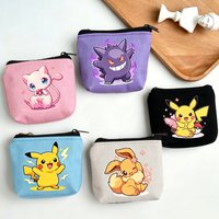 Cute Pokemon Small Coin Purse Cartoon Pikachu Gengar Key Data Cable Pouch Portable Lipstick Earphone Storage Bags Birthday Gift