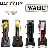 Tondeuse professionnelle sans fil Wahl 5 Star 8148 Magic Clip Gold, modèle Legend Senior, avec support de charge et base pour les coiffeurs et les stylistes.