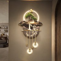 Entrance Decoration Pendant Lamps Luxury Abstract Plant Corridor Hanging Painting TV Background Wall Painting With Light Lustre