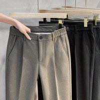 Woolen Suit 2026 Autumn and Winter Trendy Drape Casual Straight Trousers Men's Slim Dress Men Clothing Brown Suit Pants