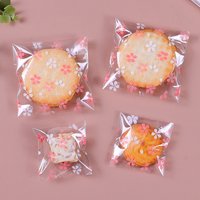 100Pcs Lovely Cartoon Flower Cookies Biscuits Bags Self-adhesive Party Wedding Bag Cake Candy Gift Bags Baking Package 10x10cm