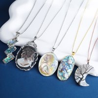 Hot Sale Natural Shell Girl Head Tree Of Life Charm Pendant Necklace For Women Light Luxury Jewelry Daily Party Birthday Gifts