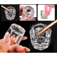 1pcs Crystal Glass Liquid Ink Holder Nail Art Cup Small Octagonal Powder Pigment Nail Brush Cleaning Bowl Cups Toning Makup Tool