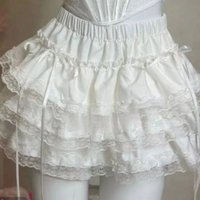 Lolita White Mini Skirt Women Lace Ruffle Party Dresses Streetwear Short Skirts Trends Design Cake Dresses Gothic Micro Skirt