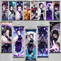 Shinobu Kocho Demon Slayer Art Fabric Hanging Scroll, Anime Wall Art Gift for Fans Bedroom Home Decor