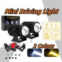 8V-80V 2PCS Mini Driving Light Spot Light Headlight White+Yellow Waterproof Universal Lights