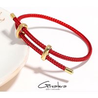 Greatera Trendy Red Thread String Bracelets for Women Men Stainless Steel Braided Rope Adjustable Charm Bracelet Unisex Jewelry