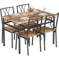 5 pcs Dining Table Set, Kitchen Table and Chairs Set for 4, Easy to Clean, Metal Frame Wooden Table Top Small Space for Kitchen