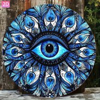 2D Flat, 1pc Evil Eye Wall Hanging Sign - Greek/Nazar Amulet Aluminum Plaque for, Retro Talisman for Good Luck Charm,