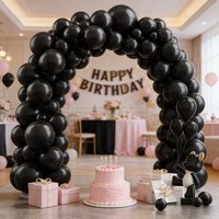 62 Pcs Black Balloons Valentine's Day Yard Decoration Birthday Party Black Theme Suit New Year Holiday Celebration Wedding