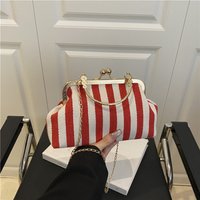 Retro Striped Shoulder Bags for Women Casual Simple Ladies Phone Crossbody Shell Bag Contrast Color Female Chain Handbags Purse