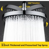New 275mm Large Flow Rainfall Shower Head Black Silver Ceiling Mounted ABS Thickened Shower High Pressure Bathroom Top Sprayer