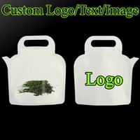 50PCS Plastic Handle Stand-up Bag For Loose Red&Green Tea DIY Logo Print Portable Teapot Shape Snack Window Gift Storage Pouches