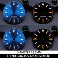 28.5mm Diameter Dial BlueGreen Luminous Watch Dial Fit NH35 8215 ETA 2824 Movement Parts For Wristwatches Support Custom Logo