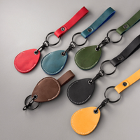 High Quality Cowhide Access Control Card Set Keychain Mini Drop Type Key Chains Business Soft Genuine Leather Keyrings Wholesale