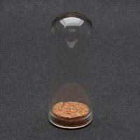 100pcs Glass Dome Cloche Cover Bell Jar with Cork Base For House Container Dried Flower Display Decoration Clear 71.5x28mm
