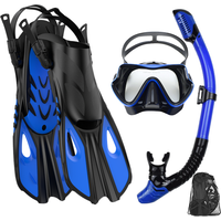 Mask Fin Snorkel Set Snorkel Gear for Adult Panoramic View Snorkel Mask Adjustable Dive Flipper Dry Top Snorkel and Travel Bag