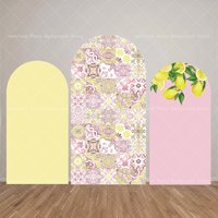 Mehofond Lemon Yellow Wedding Cover Arch Background Pink Tile Kids Birthday Party Mediterranean Decor Chiara 2-sided Backdrop