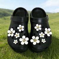 Girls Black & White Daisy Sunflower Shoe Charms Girlish Buckle Combination Ready-to-Wear Hole Shoe Accessory