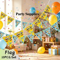 Cuphead Flag 10pcs Cartoon Character Theme Birthday Party Supplies Various Activities Decorate With Paper Pennant Pendants