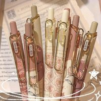 kawai 4pcs Retro Rose Gel Pen Set Quick Dry Ink Retractable Design 0.5mm Fine Tip for Smooth Writing Ideal for Office school Use