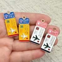 10/20pcs Handmade DIY Metal Cartoon Creative Airline Ticket keychain, Jewelry Making Craft Supplies for DIY Pendant