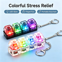 4-keys Fingertip Keyboard Keychain RGB Keyboard Fidget Toy with Lights for Stress Relief Decompression Calming Accessories
