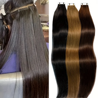 Tape in Haarverlängerungen, Echthaar, brasilianisches Haar, 100 % Echthaarverlängerungen, 20 Stück, glatt, für Frauen