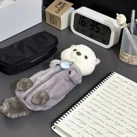 Cute Otter Plush Pencil Case - Ins Style Soft Fluffy Stuffed Animal Stationery Organizer Bag for Students & Office Use