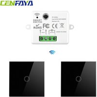 CENFAYA 433mhz RF Smart Light Switch 110V 220V 230V Mini Relay Receiver Module Black Wireless Glass Touch Wall Remote Control