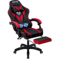 Chaise de jeu avec Massage, chaise d'ordinateur ergonomique, repose-pieds et soutien lombaire, inclinable, pour PC, accoudoir réglable, appui-tête