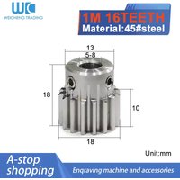 1M16T Hole 5-6-6.35-8 Teeth 1M Small Gear 1 Mod Spur Gear 1 Motor Mini Gear Pinion 45# Steel Bore Size 4-16 mm Transmission