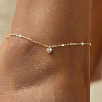 Minimalist Eco Friendly Copper Anklet With Sparkling Heart Cubic Zirconia Charm For Daily Wear Women