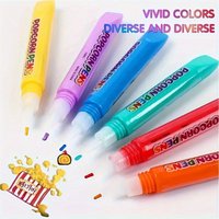 6pcs Puffy Popcorn Art Pens, 3D Bubble Paint Markers for Children,Ideal for DIY Crafts, Scrapbooking,Cards & Creative Activities