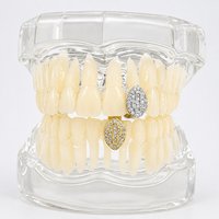 Copper Micro-Set Cross Zirconia Full-Cut Glittering Flashy Personalized Grillz Halloween Hip-Hop Single Tooth Accessory