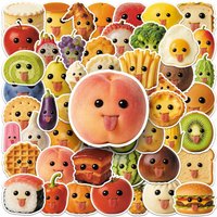 60-Piece Abstract Food Fun Emotion Graffiti Stickers Waterproof Decor DIY for Mobile Phone Case Helmet Guitar Notebook