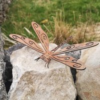New 1Pcs Rustic Outdoor Sculpture Elegant Metal Rust-Colored Dragonfly Garden Statue Ground-Mounted Home And Garden Decoration