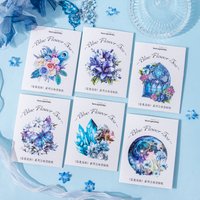 20 sheets per pack PET sticker blue flower theme stereoscopic ironing silver hand curtain decorative sticker 6 types