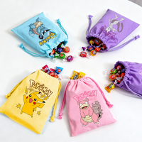 Pokemon Canvas Girls Boys Drawstring Bags Cartoon Animation Figures Pikachu Eevee Handbags Storage Pouches Decoration Bag Gift