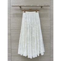 Elegant lace embroidery slim fit A-line skirt for women 2026 new classic mid length skirt retro solid color high waist skirt