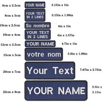 1PC Custom Name Patch Stripes Badge Iron On Or Hook Loop 10x2.5cm 8X2.5cm,12x2.5cm,8x5cm,10x4cm,15x5cm,20X7cm,25x8cm dark blue