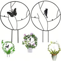 1pc Garden Plant Stake Stand Climbing Plants Round Heart Shaped Potted Plant Support Frame Garden Trellis for Yard