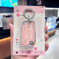 Pink TPU for Volkswagen for vw Golf MK6 Polo Beetle Tiguan Touran Passat Jetta Skoda Seat Car Key Case Cover for Female Women