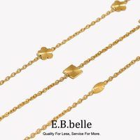 Simple Dainty Stainless Steel Chains Small Sunburst Textured Oval Flower Square Charm Gold Plated Chain Bracelet for Women