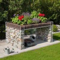 Robuste Garagen-Gartenschrankbox aus silbernem Stahldraht, 110x80x60 cm, mit optionaler Pflanzkastenfunktion – viel Stauraum
