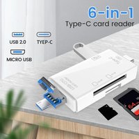6 in 1 Type C Micro USB Portable SD Memory Card Reader High-speed Transmission Adapter For PC & Laptop
