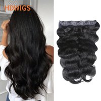 Clip in One Piece Body Wave Brazilian Clips in Human Hair Extension 10inches with 5clips Hair Extension Natural Human Hairpiece